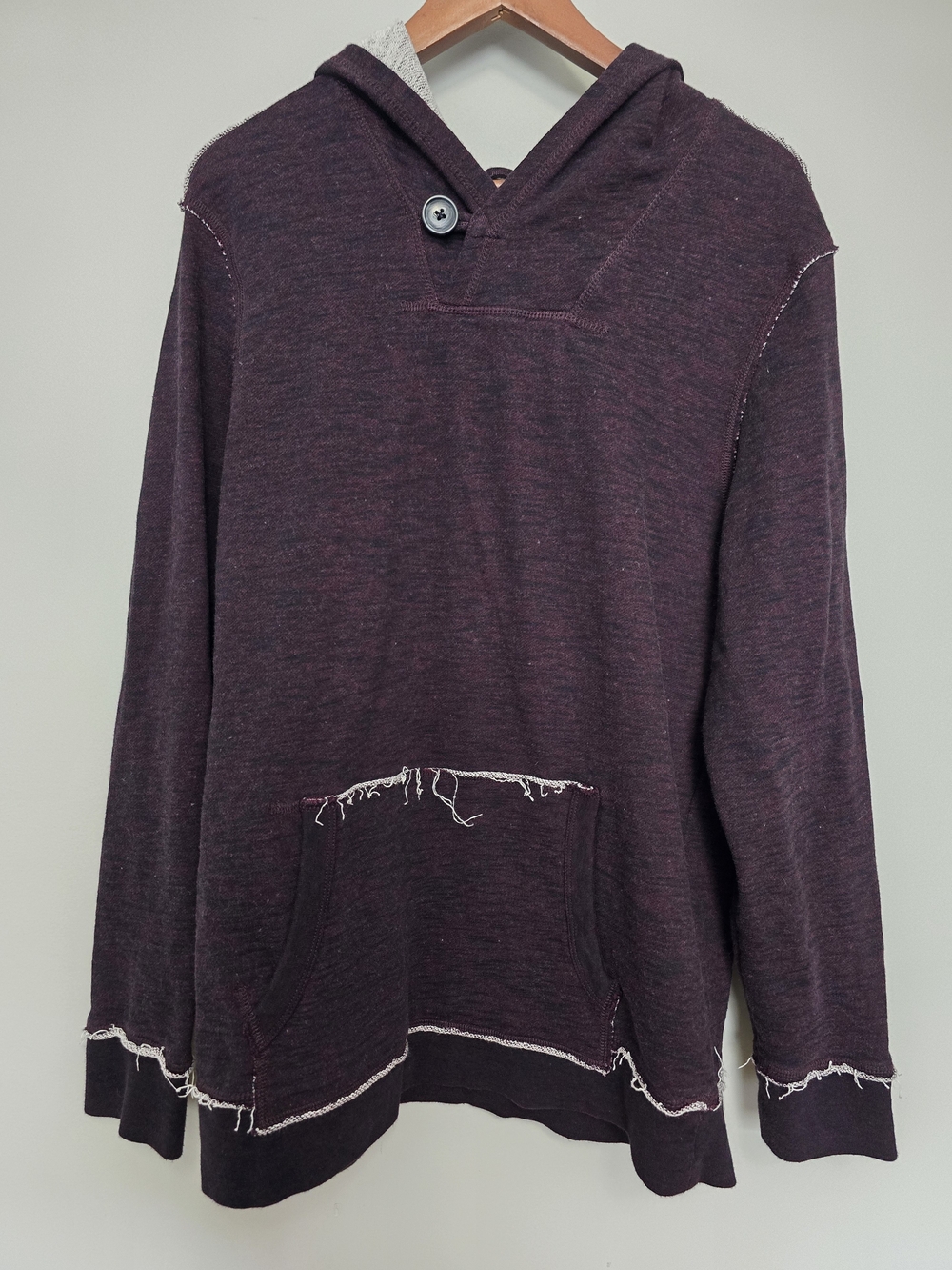 Distillery Apparel Dark Plum Hooded Pullover with Contrast Trim Size XL